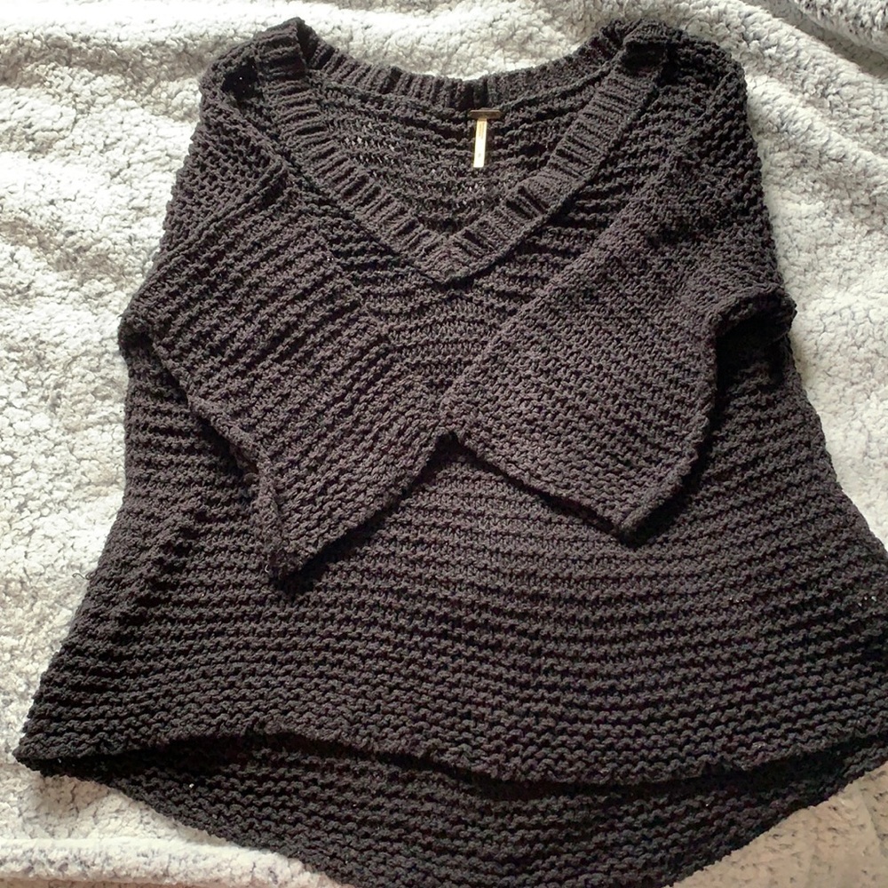 Free people black v neck sweater